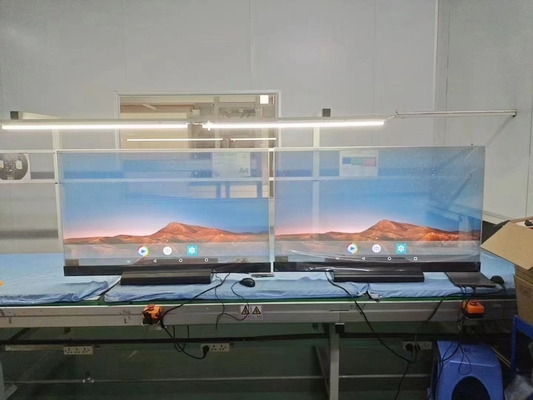 55'' 30'' Self Emission Capacitive Touch Display PCAP Table Stand Transparent OLED Signage