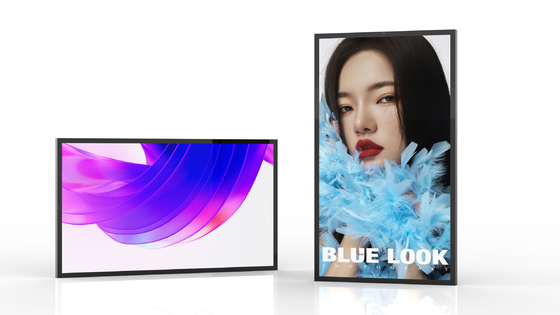 55'' High Brightness 700-3000 Nit Dual Sided LCD Advertising Screen Hanging Floor Standing Totem Kiosk Display